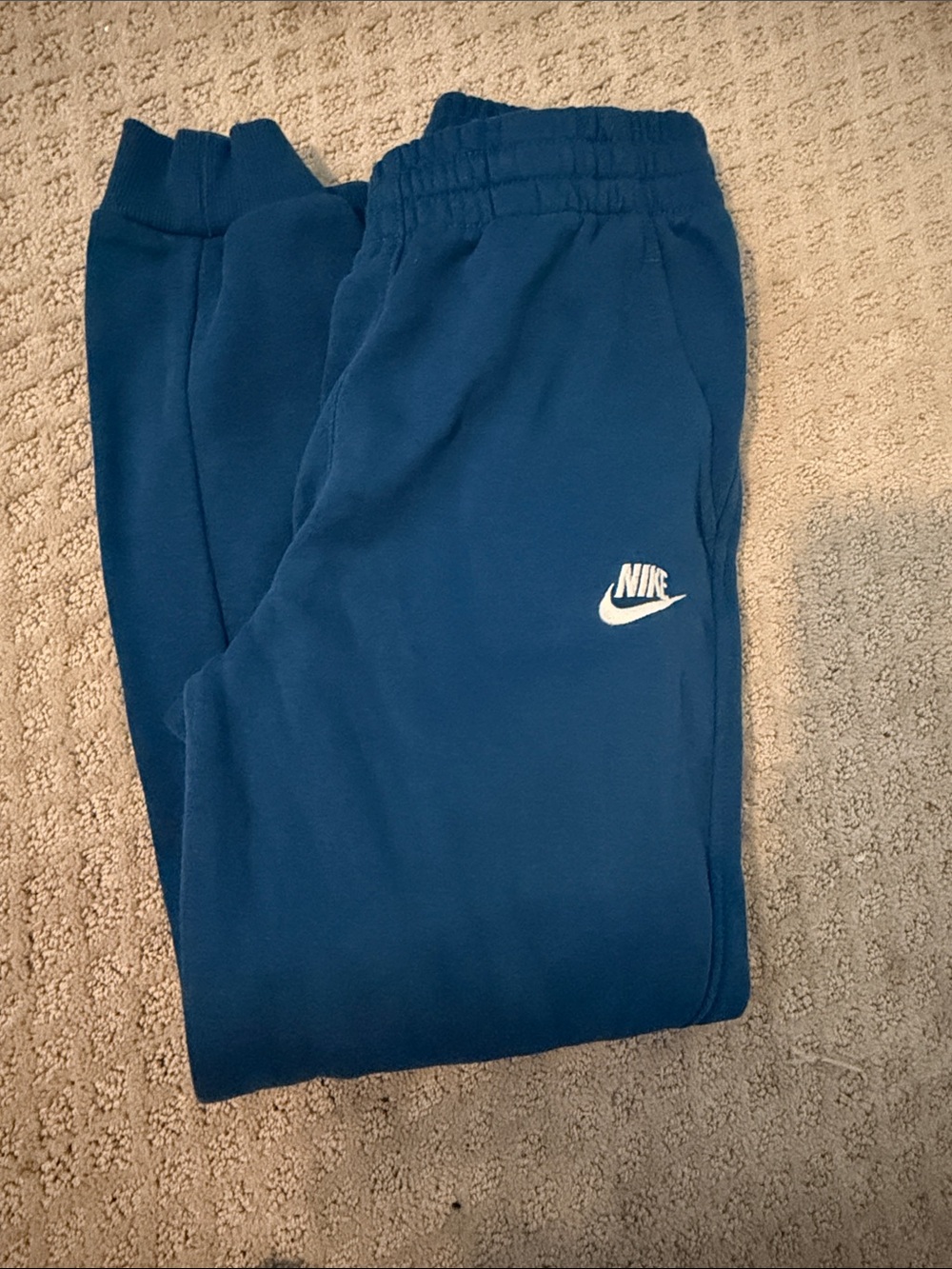Nike Youth Navy Blue Fleece Joggers with White Swoosh size L NWOT